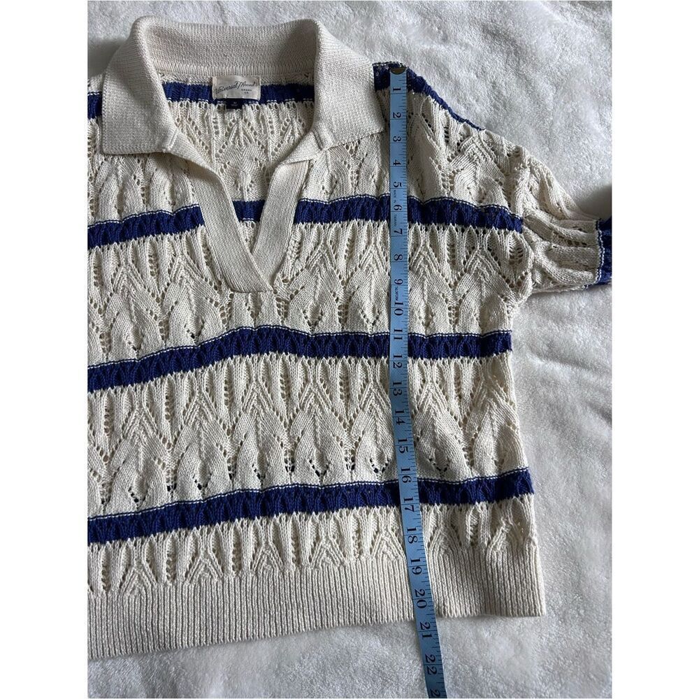 Cream Airy Open-Knit Lightweight Sweater Coastal Cottagecore Beachy Medium - Picture 12 of 15